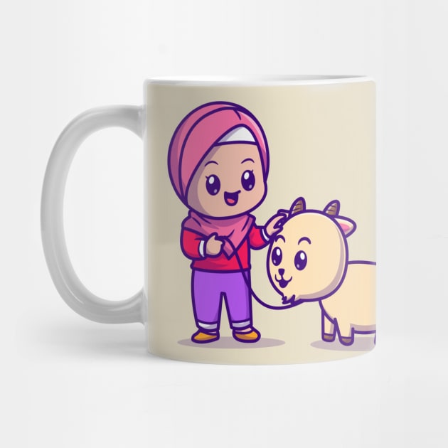 Cute Moslem Girl With Goat Cartoon by Catalyst Labs